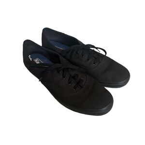 Keds Black Slip On Canvas Lace Up Sneaker Shoe Size 7 Excellent Condition